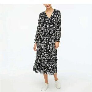 J. Crew crinkle v-neck midi dress black & white
